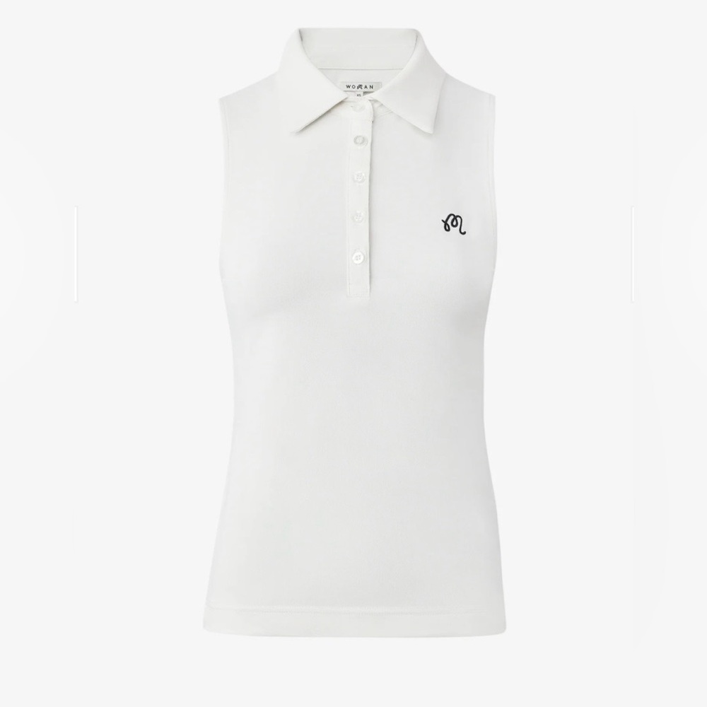 Malbon Sleeveless Polo Tank Top in White